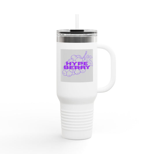 HypeBerry 40oz Insulated Travel Mug — Large Stainless Tumbler with Straw