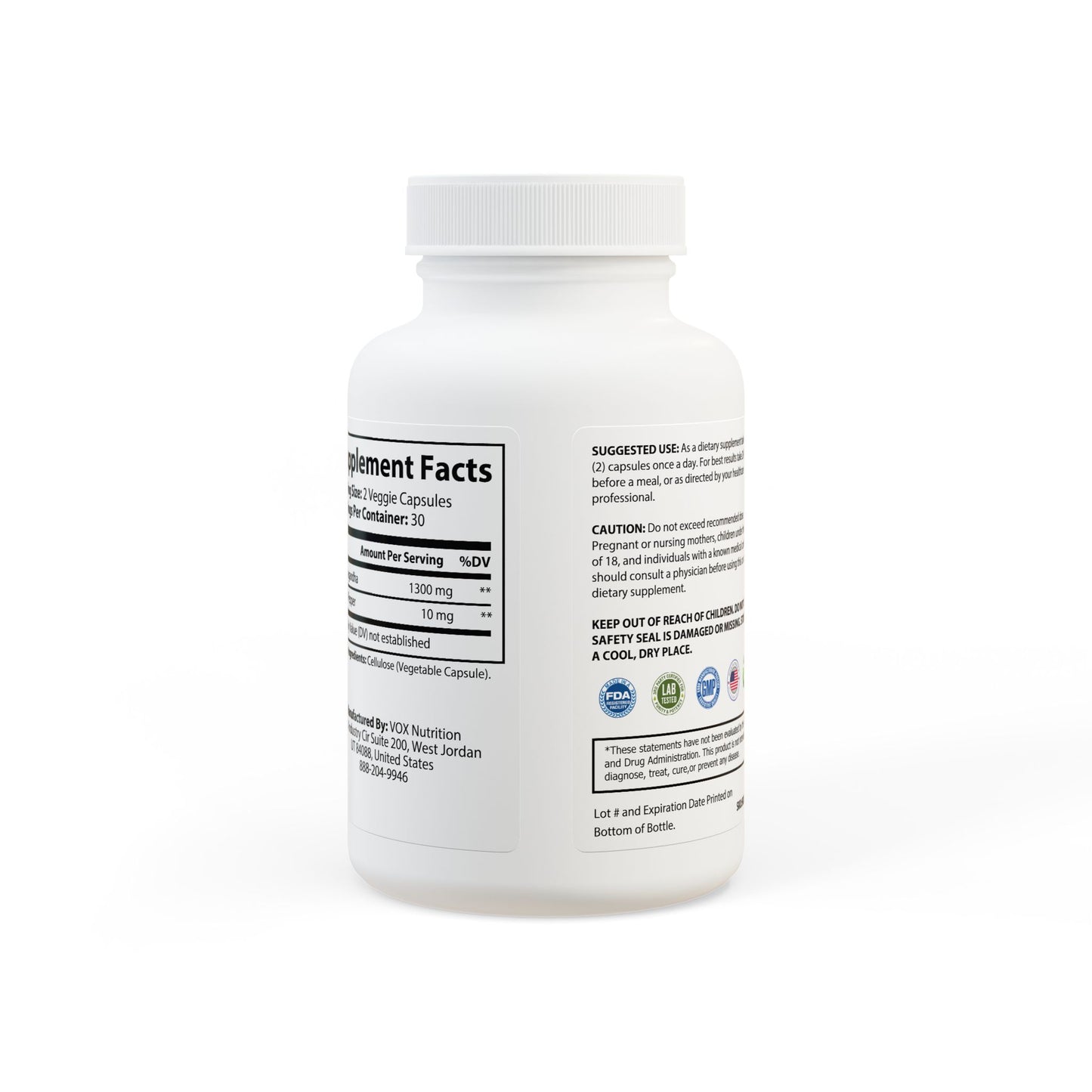Ashwagandha & Black Pepper Supplement 60 Capsules | Stress Relief & Performance