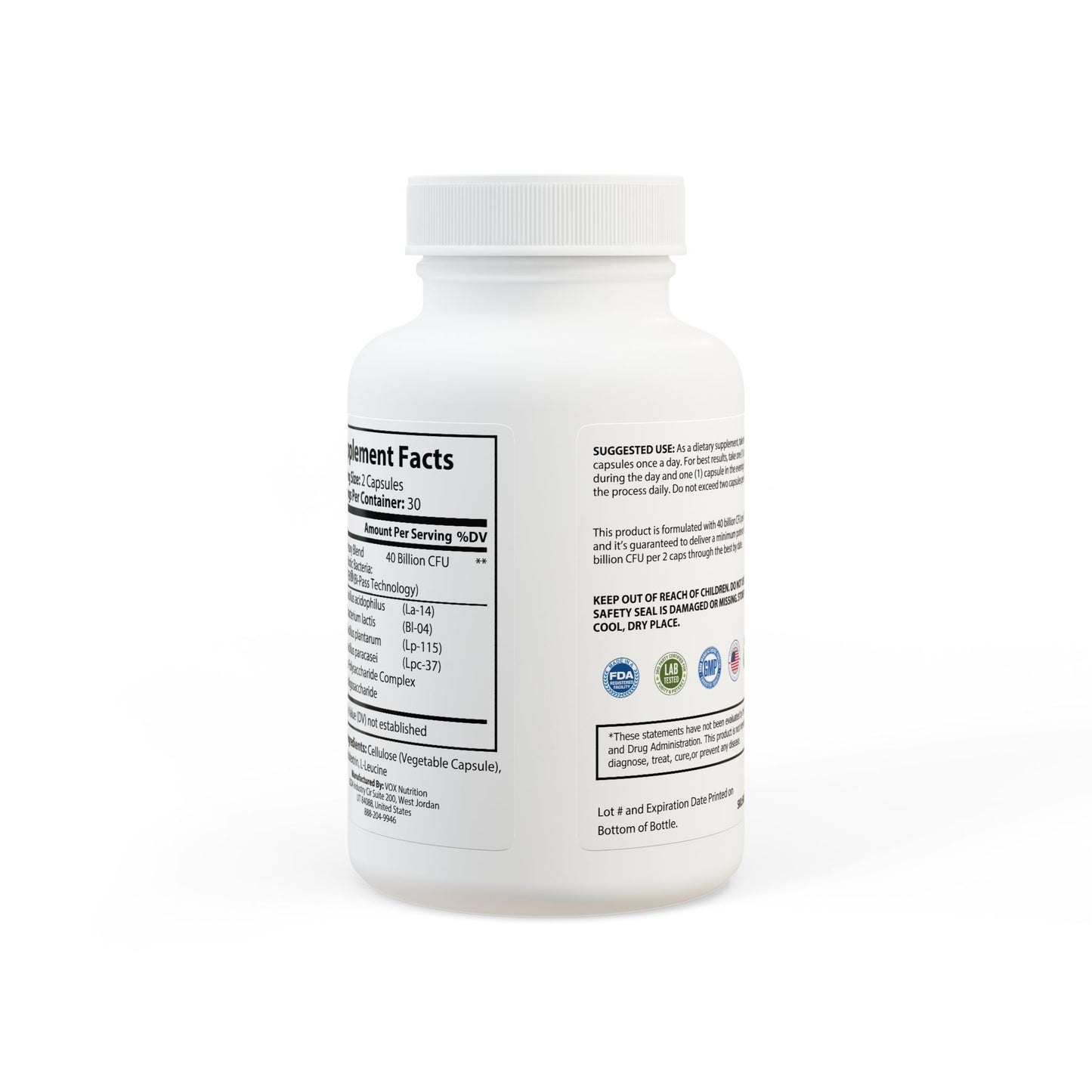 Probiotics Supplement 60 Capsules | 40 Billion CFU Gut Health Support
