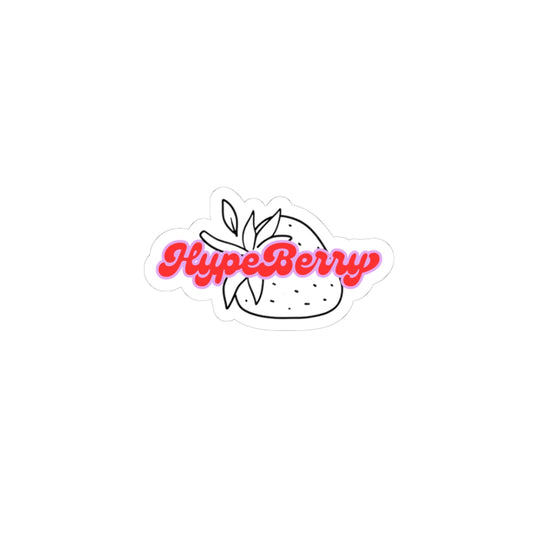 HypeBerry Kiss-Cut Sticker | Retro Script Strawberry Logo Vinyl Decal