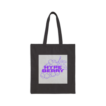 HypeBerry Canvas Tote Bag — Retro Purple Berry Graphic Cotton Tote