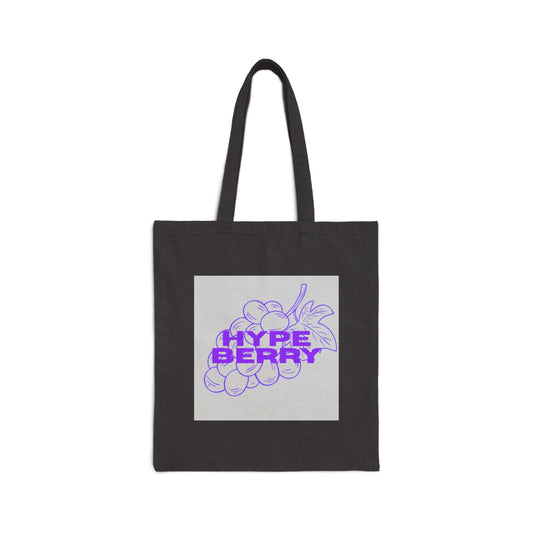 HypeBerry Canvas Tote Bag — Retro Purple Berry Graphic Cotton Tote
