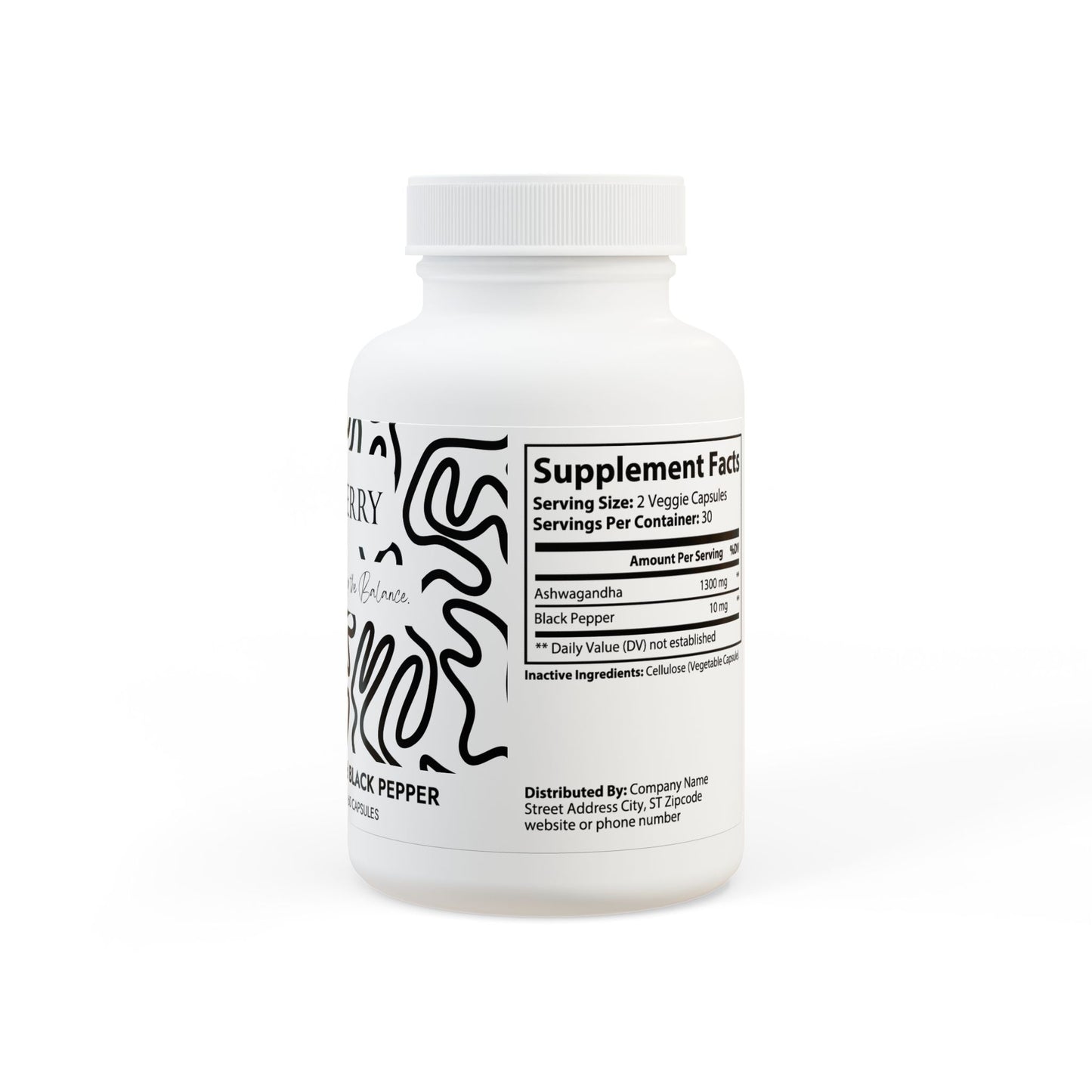 Ashwagandha & Black Pepper Supplement 60 Capsules | Stress Relief & Performance