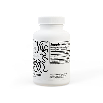 Ashwagandha & Black Pepper Supplement 60 Capsules | Stress Relief & Performance