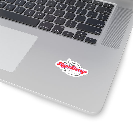 HypeBerry Kiss-Cut Sticker | Retro Script Strawberry Logo Vinyl Decal