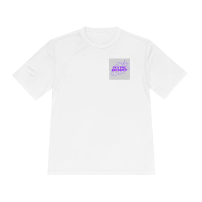 HypeBerry Moisture-Wicking Graphic Tee — Retro Purple Berry Logo Performance Shirt