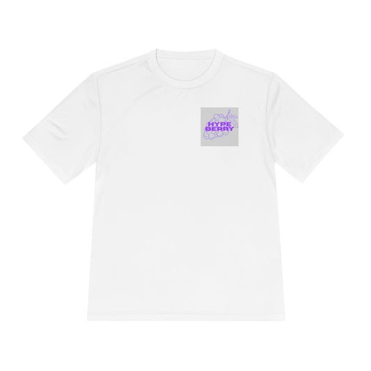 HypeBerry Moisture-Wicking Graphic Tee — Retro Purple Berry Logo Performance Shirt