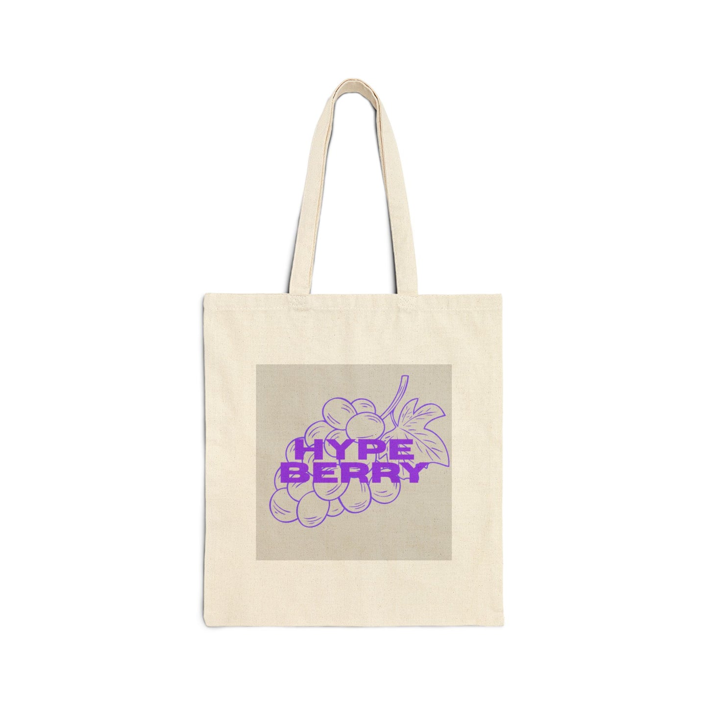HypeBerry Canvas Tote Bag — Retro Purple Berry Graphic Cotton Tote