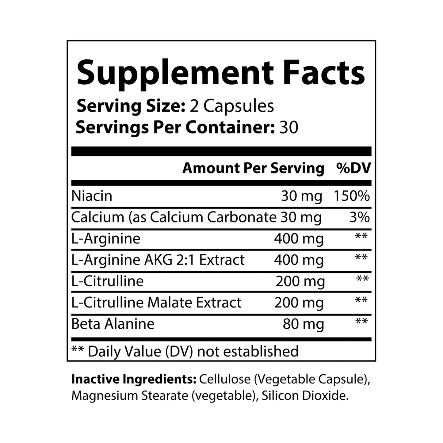 L-Arginine Supplement 60 Capsules | Pump, Endurance & Muscle Recovery