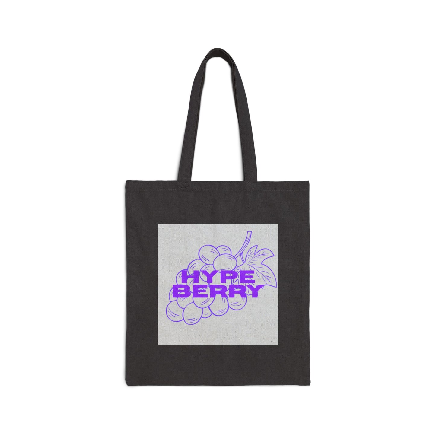 HypeBerry Canvas Tote Bag — Retro Purple Berry Graphic Cotton Tote