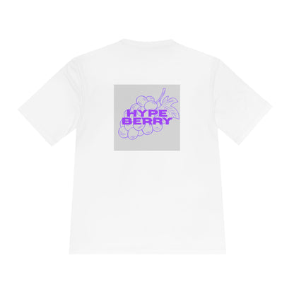 HypeBerry Moisture-Wicking Graphic Tee — Retro Purple Berry Logo Performance Shirt