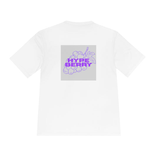 HypeBerry Moisture-Wicking Graphic Tee — Retro Purple Berry Logo Performance Shirt