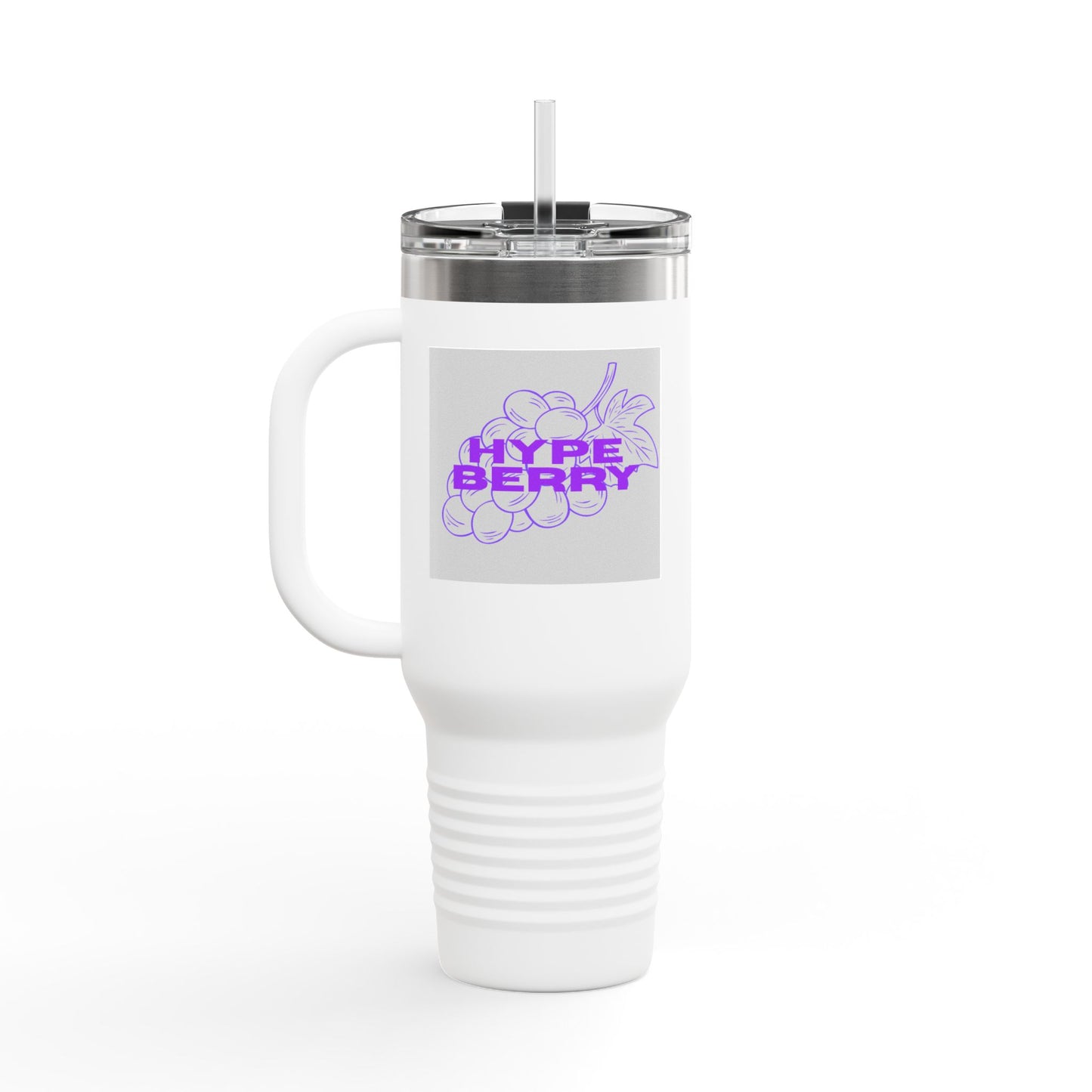 HypeBerry 40oz Insulated Travel Mug — Large Stainless Tumbler with Straw