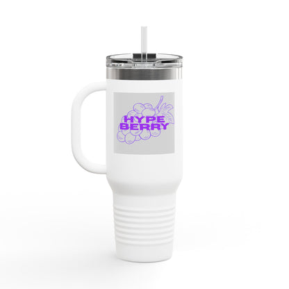 HypeBerry 40oz Insulated Travel Mug — Large Stainless Tumbler with Straw